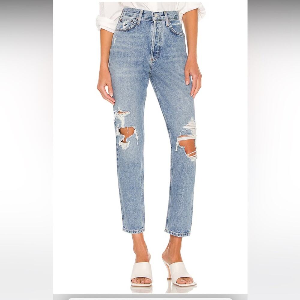 AGOLDE Fen High Rise Relaxed Taper Jeans in Wander Size 25 Light Wash